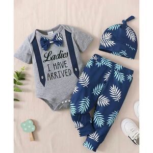 Bugubugu Infant 3 Piece "Ladies I Have Arrived" Bow Tie Short Sleeve Tee Set 3-6